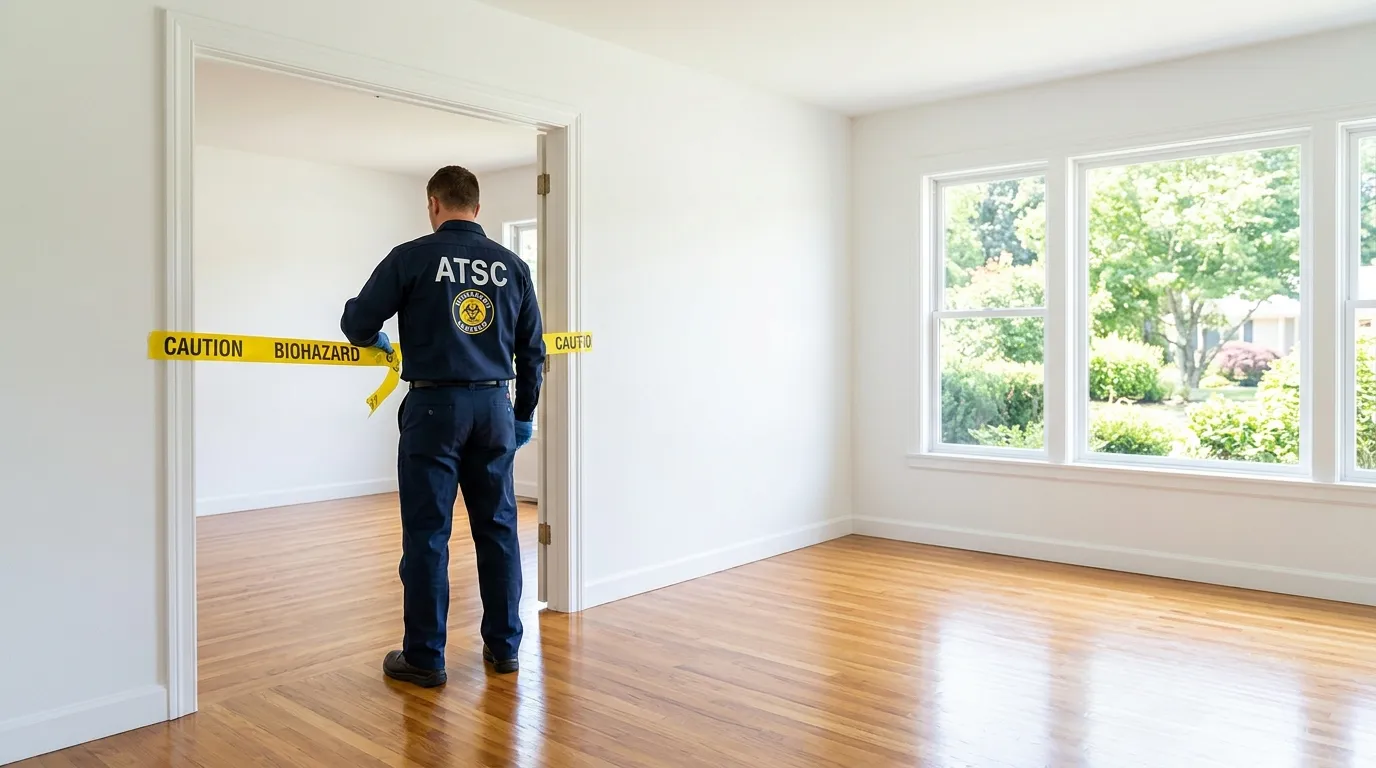 Certified biohazard cleanup crew performing Decomposition Cleanup in Romulus